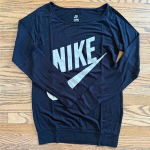 Nike Black Long Sleeve Top with White Logo